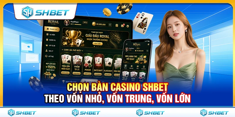 Chọn Bàn Casino SHBET Theo Vốn Nhỏ, Vốn Trung, Vốn Lớn